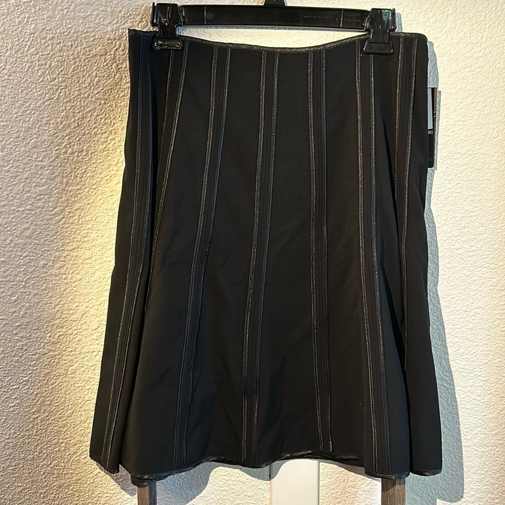 Dalia Collection Stretch Black Striped Detail Skirt